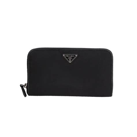 black leather prada zip wallet